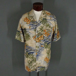 Vintage FC Hibiscus Stormy Beach Hawaiian Shirt XL